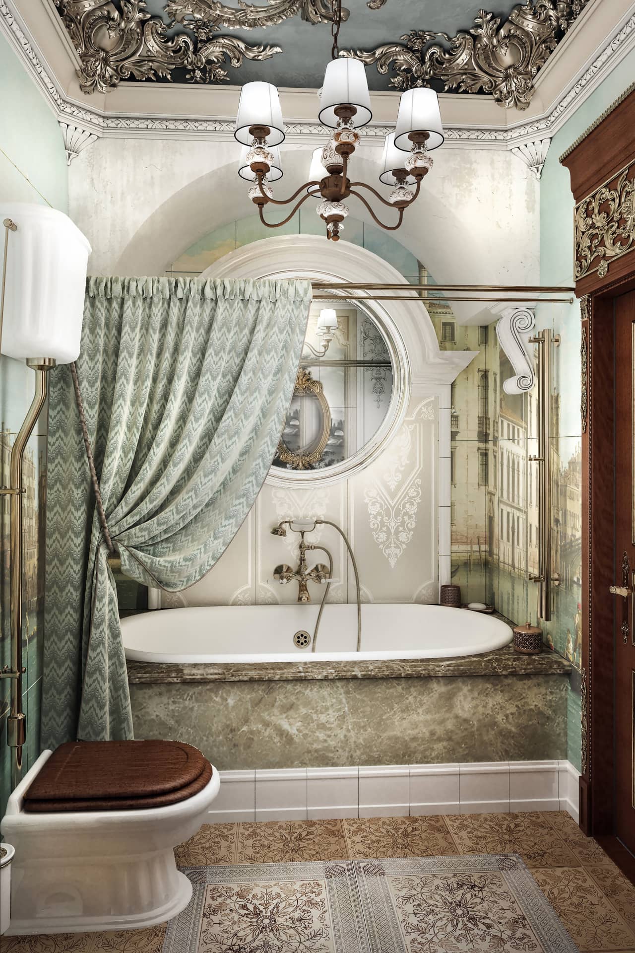 Дизайн красивой ванной в стиле классика