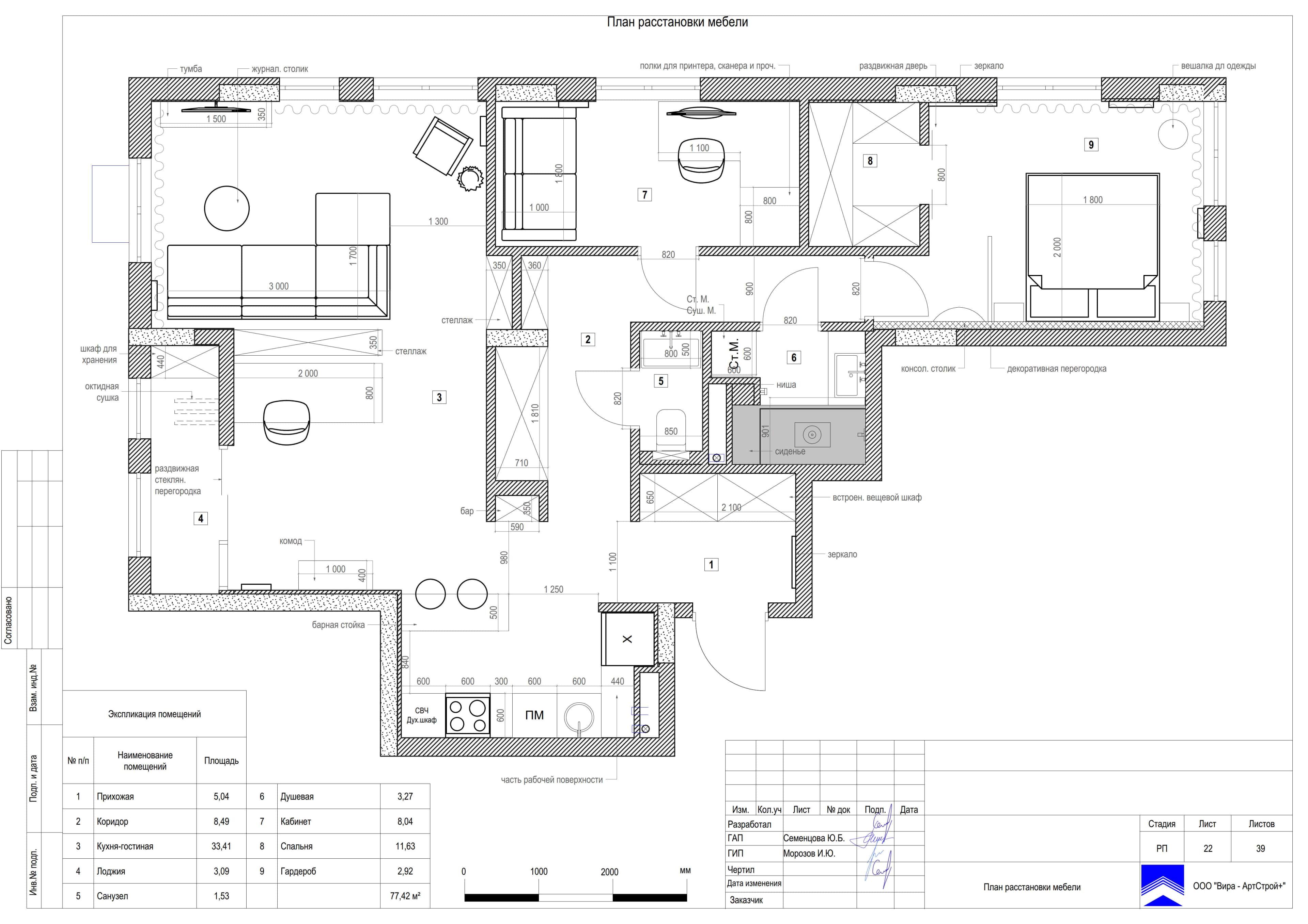 Планировочное решение квартиры 78 м² Планировочное решение квартиры 78 м²