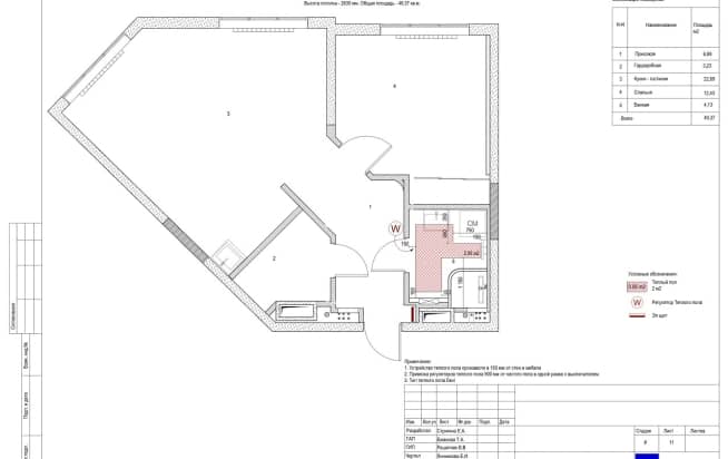 ЖК «Wellton park», план пола дизайн-проект. Тёплый пол