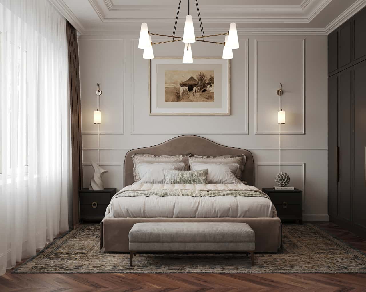 Спальня в стиле американская классика