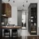 Оформление интерьера гостиной-кухни трехкомнатной квартиры в светло серый цвет в современном стиле. Фото № 72859.