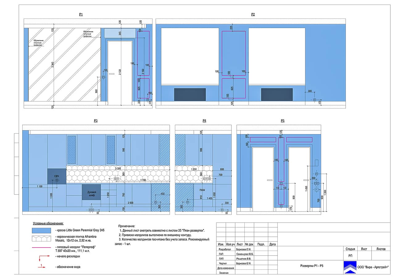 Развертки P1 - Р5, квартира 79 м² в ЖК «Маяковский»