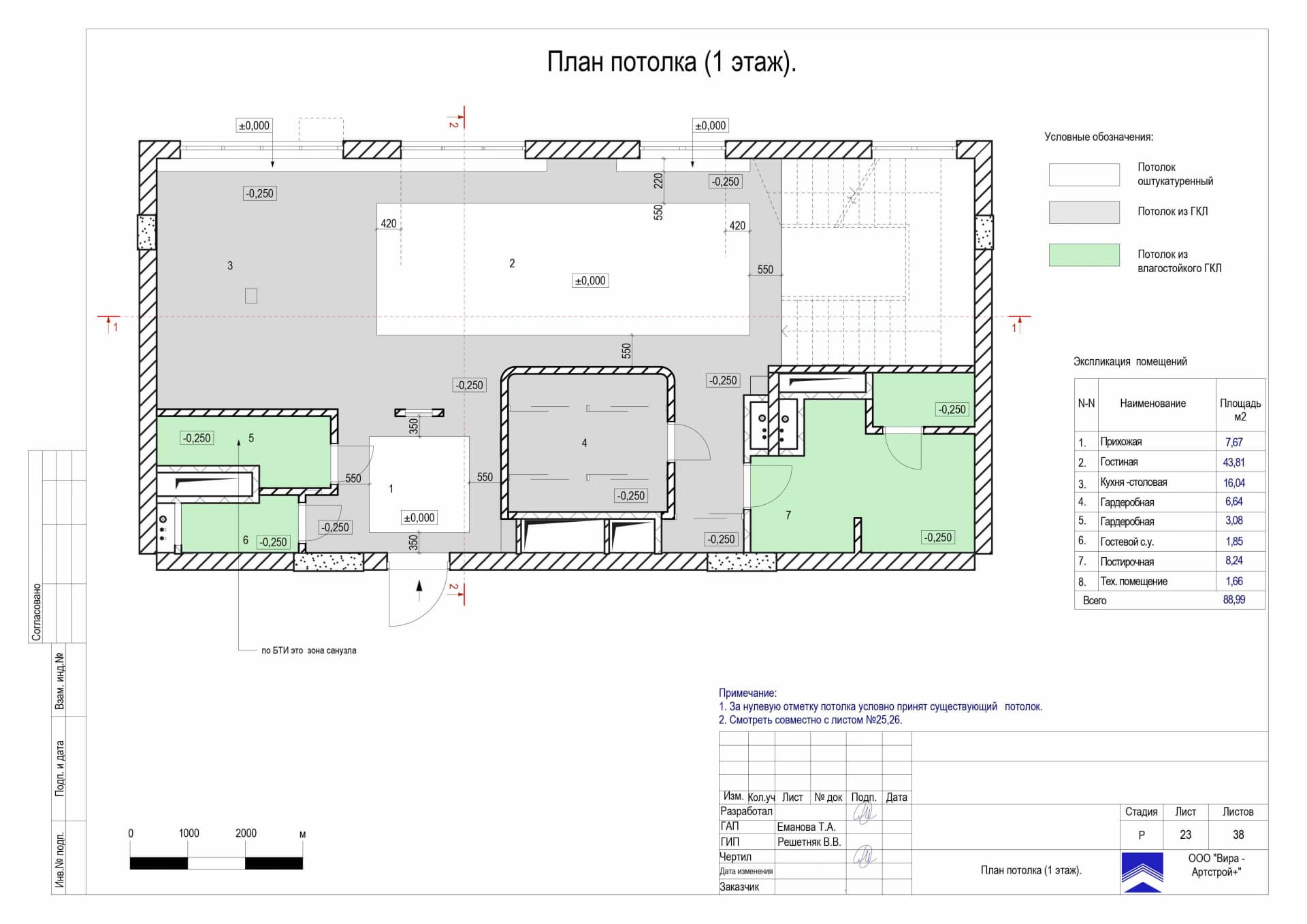 План потолка 1 этаж, квартира 176 м² в ЖК «Измайлово Lane»