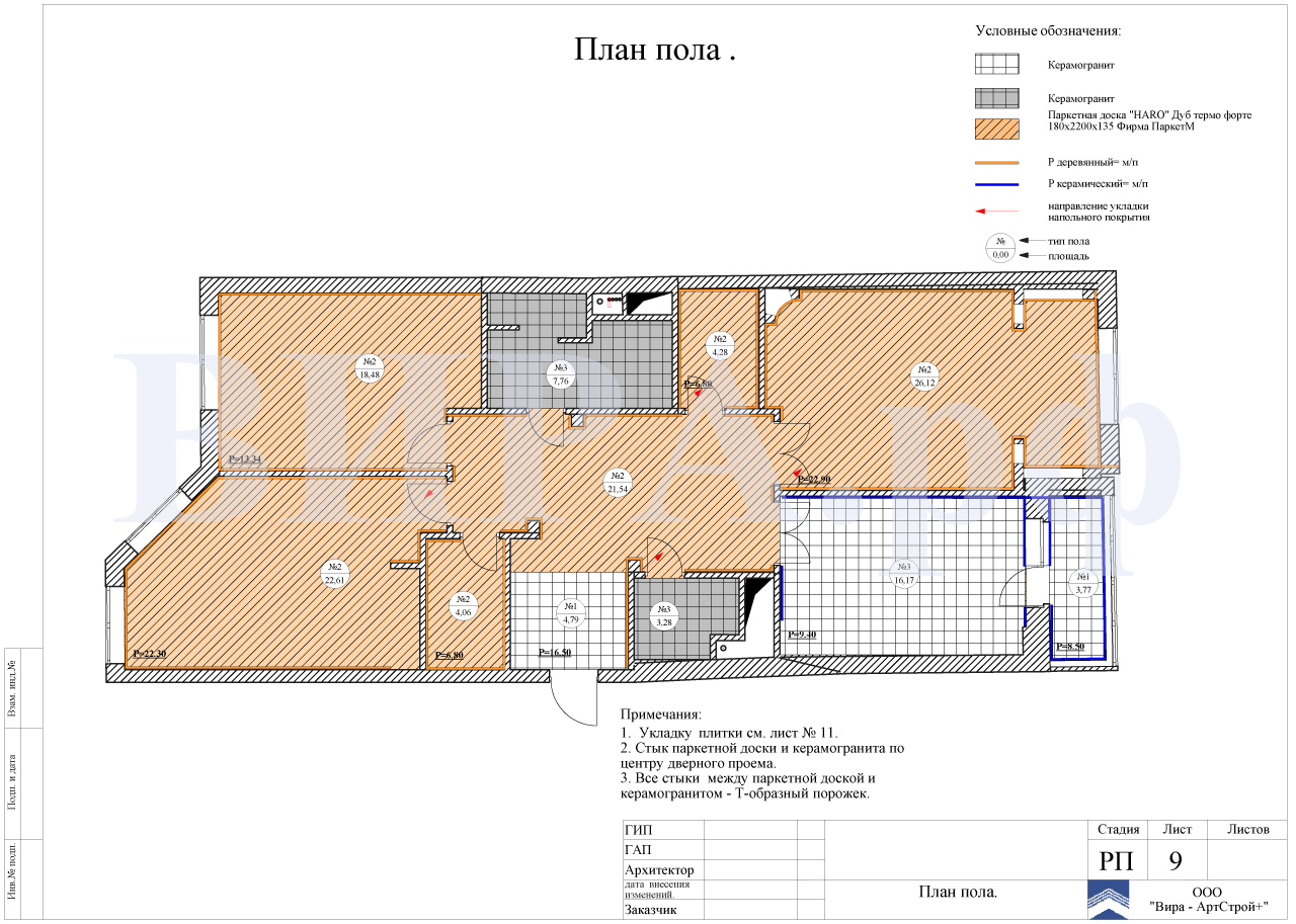 План пола, квартира 137.8 м² в ЖК «Каскад»