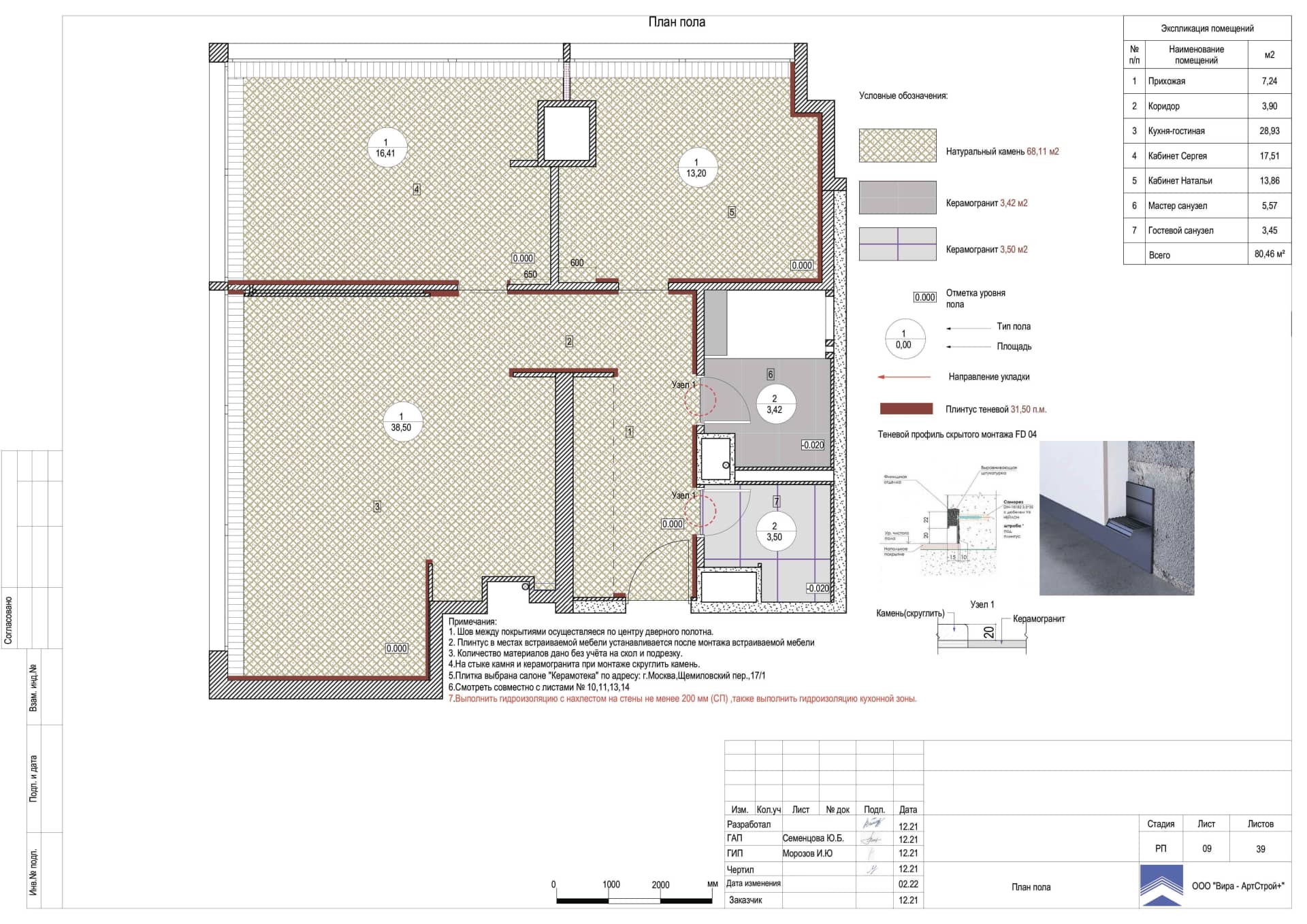 План пола, квартира 81 м²