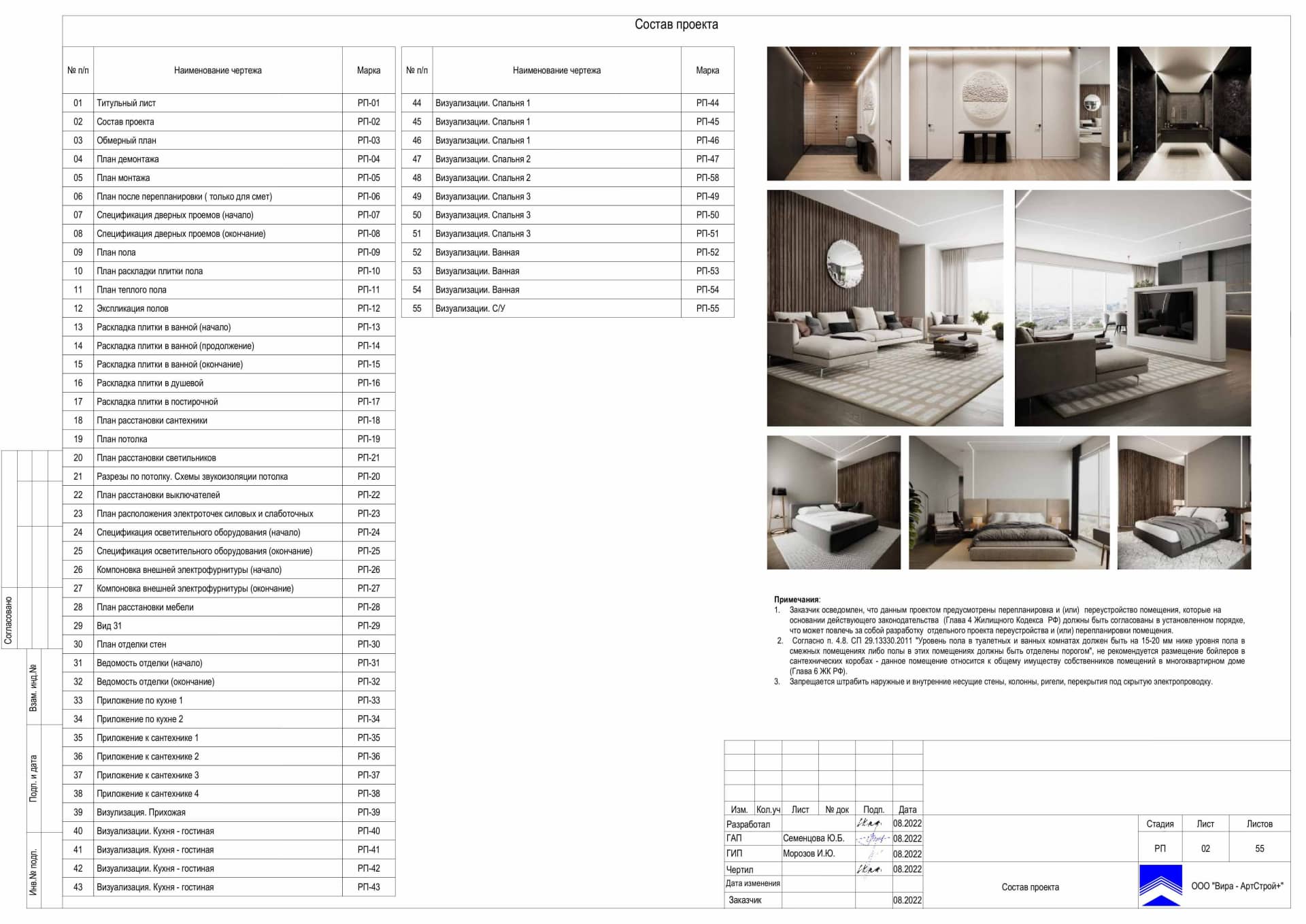 02-Состав-проекта, квартира 169 м² в ЖК «Кутузовская Ривьера»