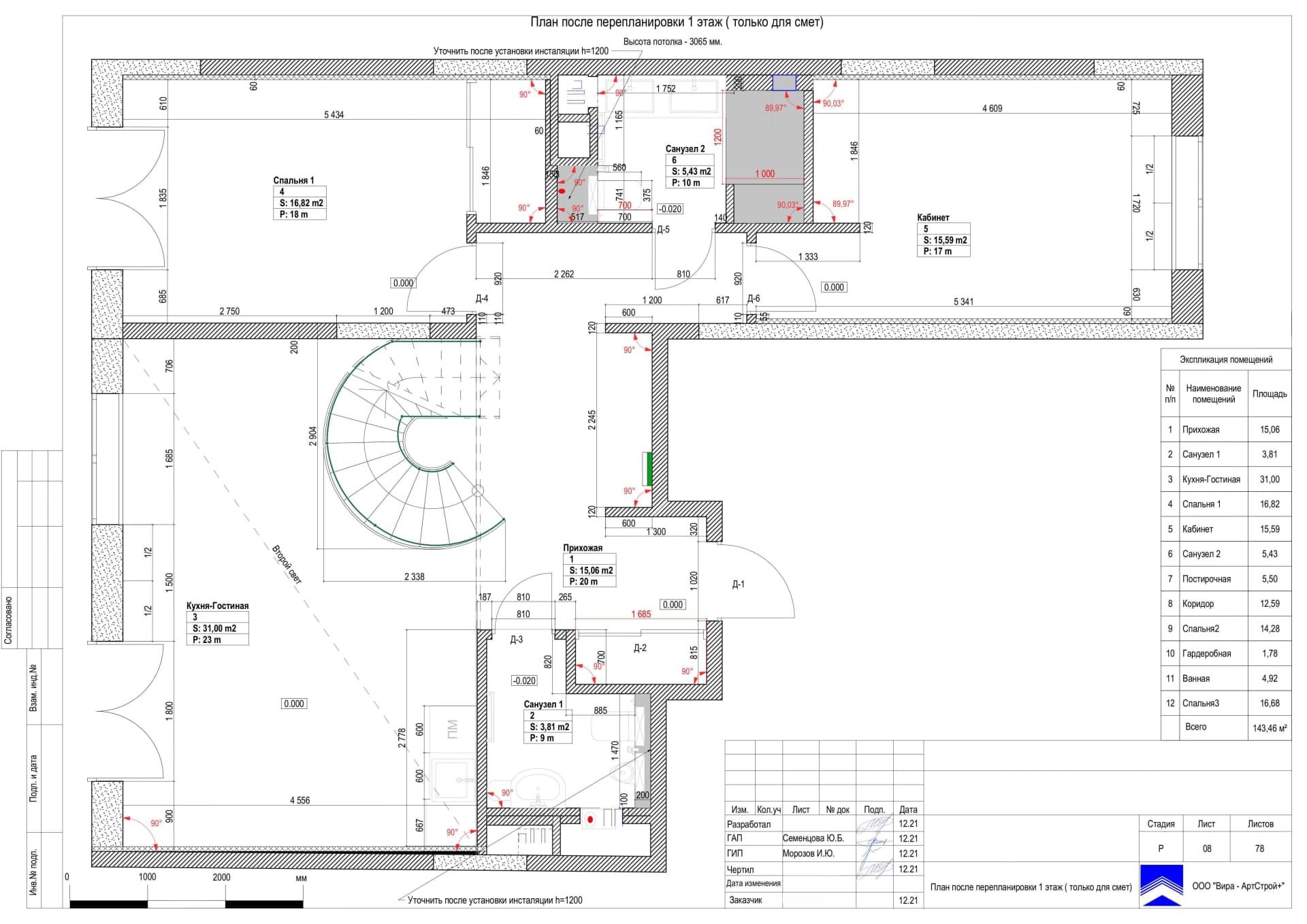 План после перепланировки 1 этаж, квартира 144 м² в ЖК «LIFE-Ботанический сад 2»