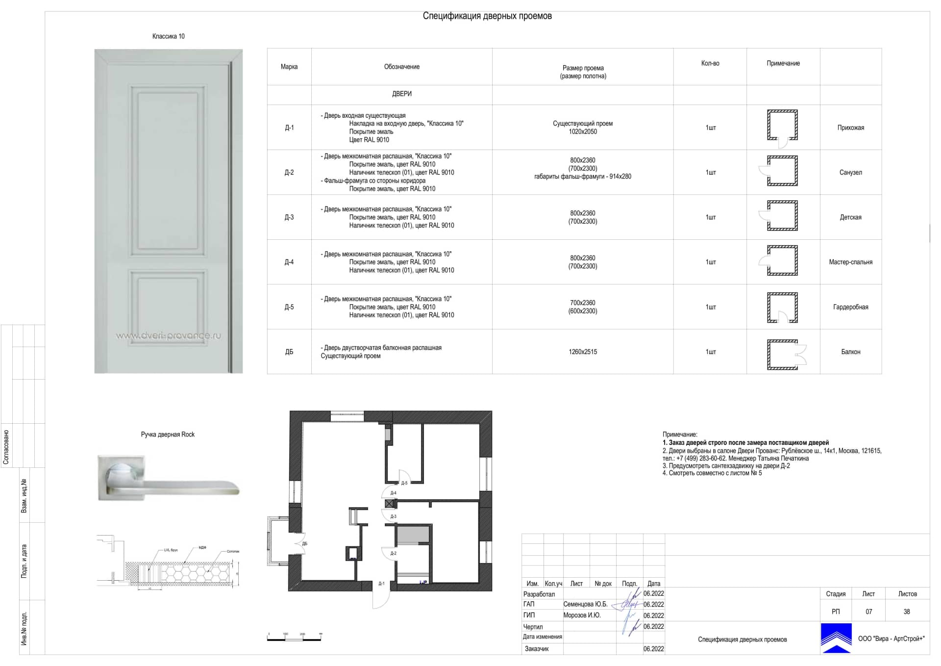 07-Спецификация-дверных-проемов, квартира 86 м²