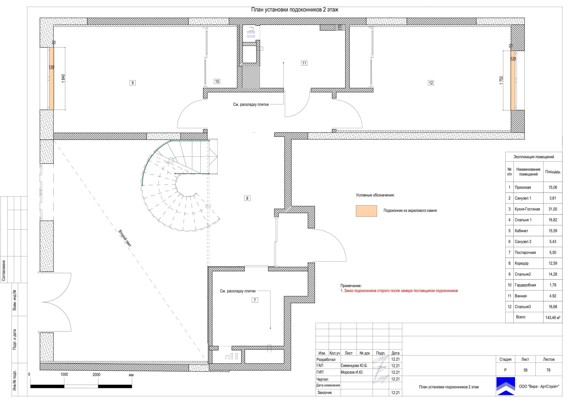 План установки поддокоников 2 этаж, квартира 144 м² в ЖК «LIFE-Ботанический сад 2»