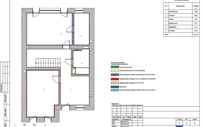 76 План отделки стен 3 этаж