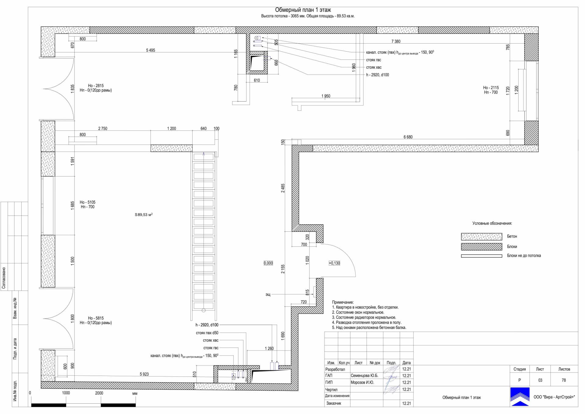 Обмерный план 1 этаж, квартира 144 м² в ЖК «LIFE-Ботанический сад 2»