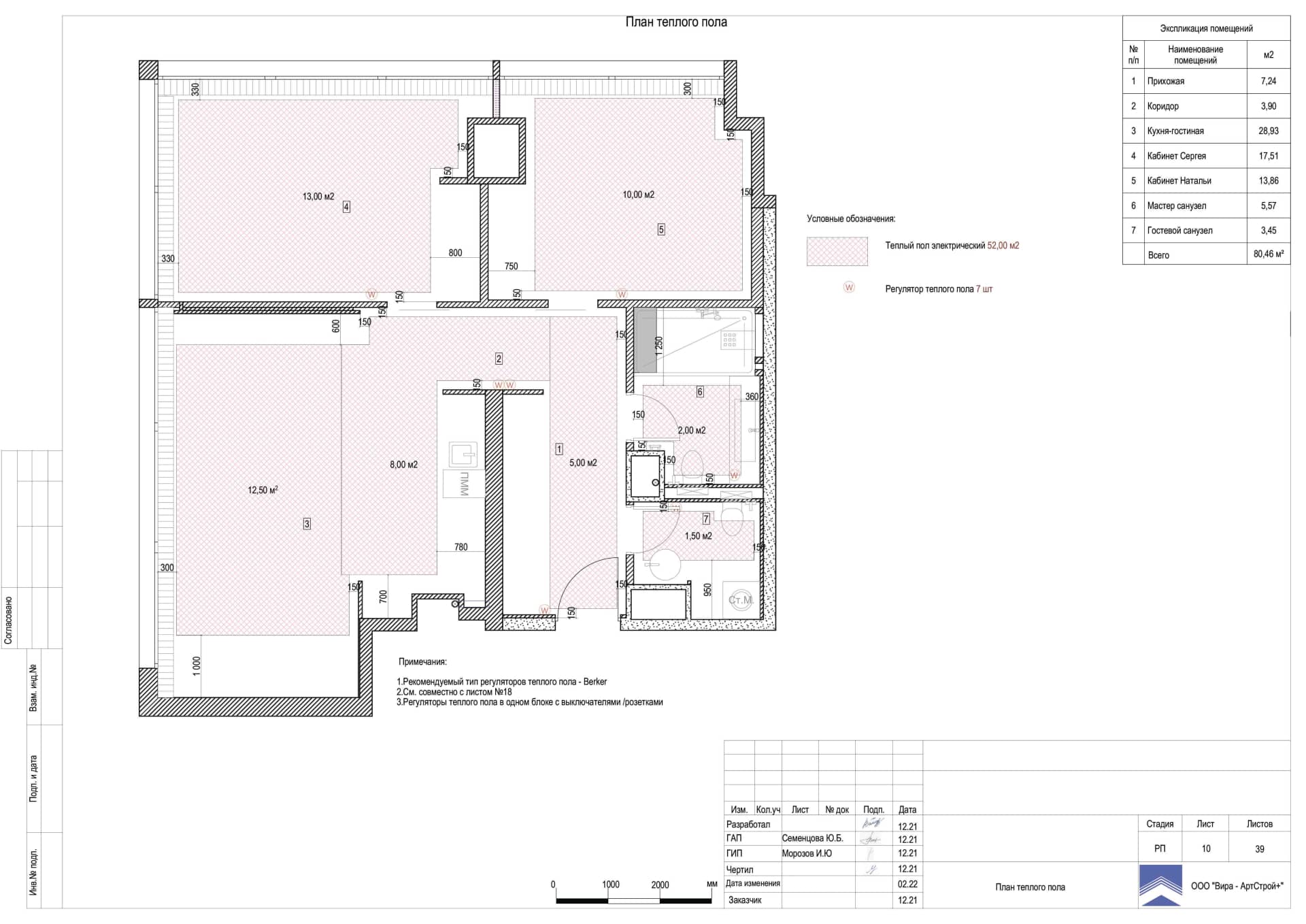 План теплого пола, квартира 81 м²